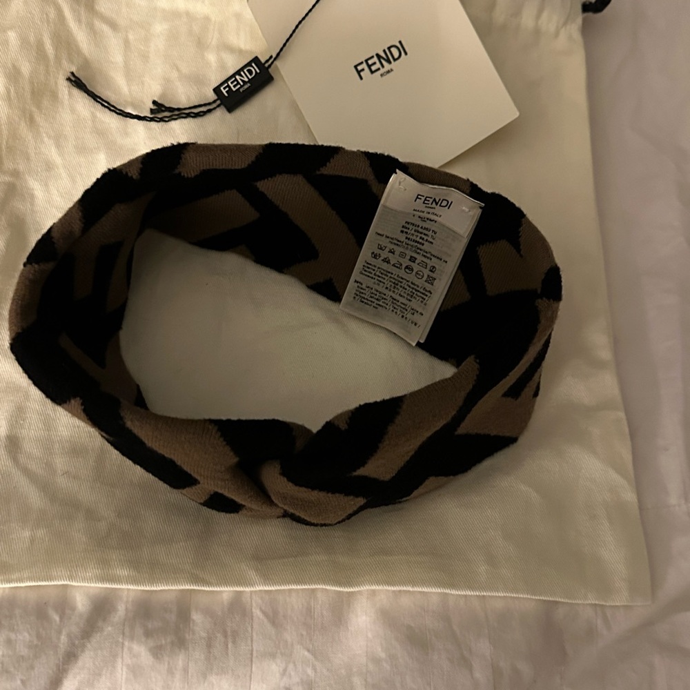 Fendi Black and Brown Logo Headband - Picture 8 of 10